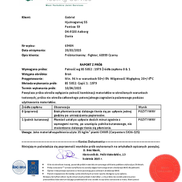 fighter - flammability BS5852